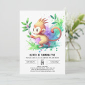 Joyful Children Monkey zum Geburtstag Einladung (Stehend Vorderseite)