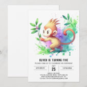 Joyful Children Monkey zum Geburtstag Einladung (Vorne/Hinten)