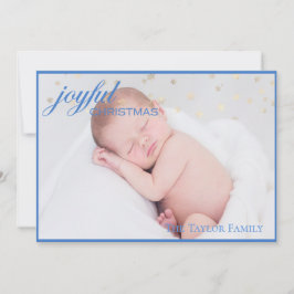 Joyful CHRISTMAS - Blue New Baby Boy Foto Holiday Feiertagskarte