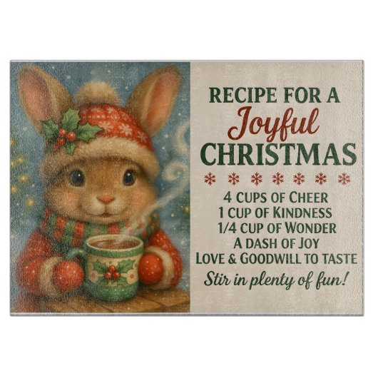 Joyful Christmas Bunny Cutting Board Schneidebrett (Vorderseite)