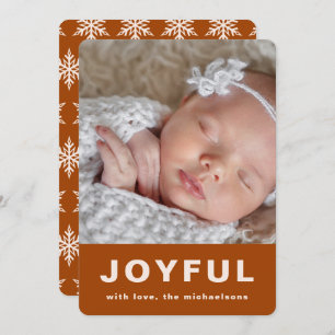 Joyful Christmas Burnt Orange Snowflake Foto Feiertagskarte