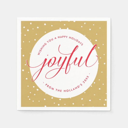 JOYFUL CHRISTMAS EATS Stilvolles kalligraphisches Serviette (Vorderseite)