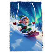 Joyful Christmas Elf Sledding Mittlere Geschenktüte (Vorderseite)