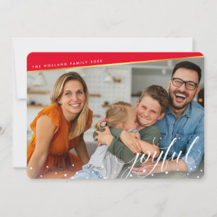 JOYFUL CHRISTMAS FOTO Moderne Kalligraphie Rotes G Feiertagskarte