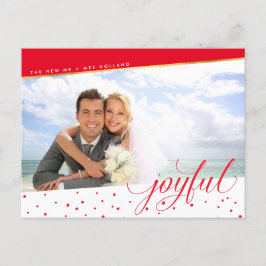 JOYFUL CHRISTMAS FOTO Moderne Kalligraphie Rotes G Feiertagspostkarte