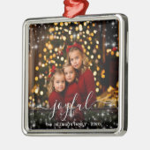 Joyful Christmas Fun Glitzern Holiday Foto Ornament Aus Metall (Links)
