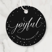 JOYFUL CHRISTMAS GIFT elegante Kalligraphie schwar Geschenkanhänger (Vorderseite)