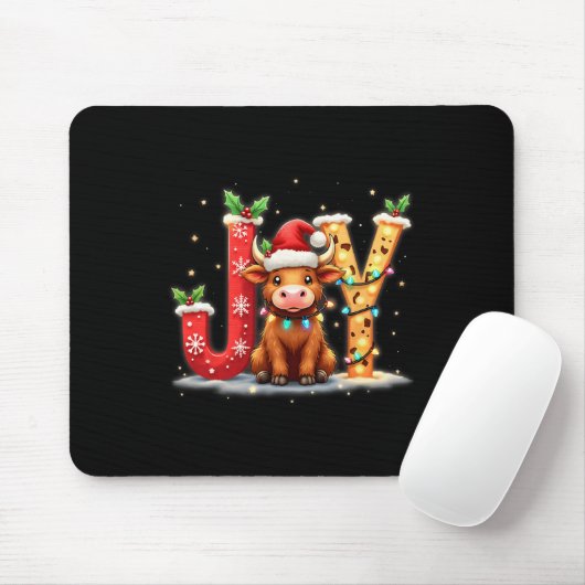 Joyful Christmas Highland Kuh Familie Funny Matchi Mousepad (Mit Mouse)