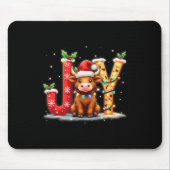 Joyful Christmas Highland Kuh Familie Funny Matchi Mousepad (Vorne)