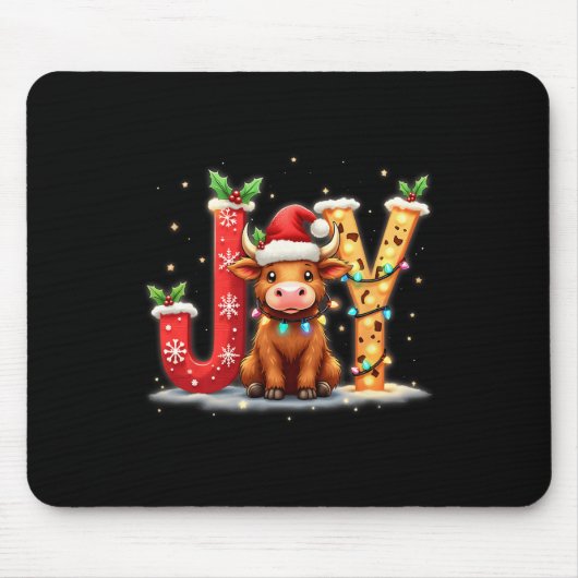 Joyful Christmas Highland Kuh Familie Funny Matchi Mousepad (Vorne)