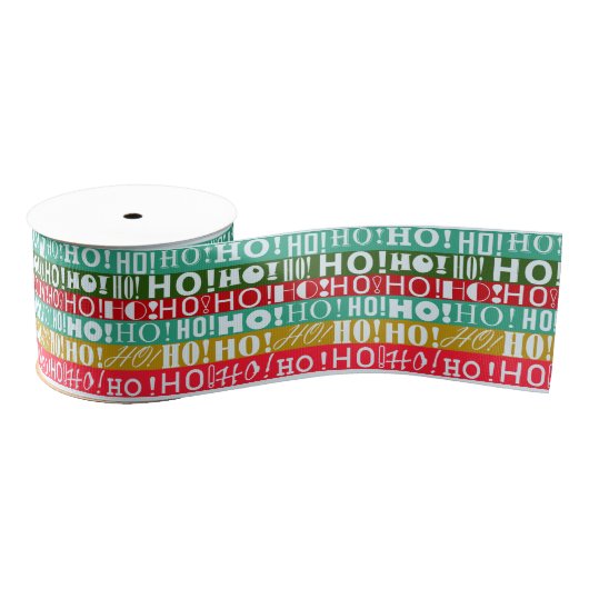 Joyful Christmas HO! HO! HO! in Colorful Stripes Ripsband (Spule)
