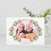 Joyful Christmas Mistletoe Foto Feiertagskarte (Stehend Vorderseite)