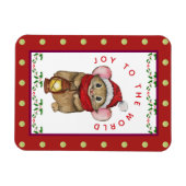 Joyful Christmas mouse greeting card Magnet (Horizontal)