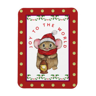 Joyful Christmas mouse greeting card Magnet