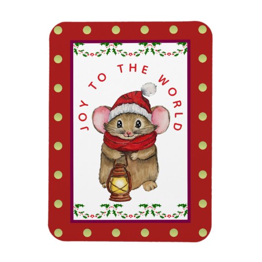 Joyful Christmas mouse greeting card Magnet (Vertikal)