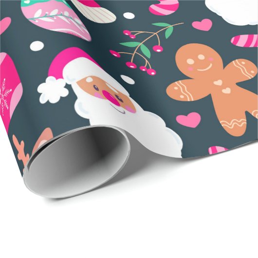 Joyful Christmas Pattern Geschenkpapier (Rolleneckpunkt)