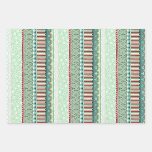 Joyful Christmas Pattern Set von drei Geschenkpapier Set (Vorderseite)