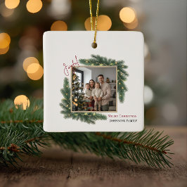 Joyful Christmas Personalized Family Photo Keramikornament