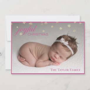 Joyful CHRISTMAS - Pink New Baby Foto Feiertagskarte