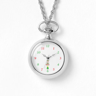Joyful Christmas Silver Necklace Watch Armbanduhr