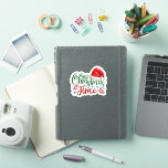 Joyful Christmas Square Sticker<br><div class="desc">Dieser lebendige quadratische Aufkleber erfasst mit seinem spielerischen Design das Wesen der Urlaubssaison.</div>