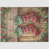 Joyful Christmas stocking tissue paper pine wreath Seidenpapier (Vorderseite)