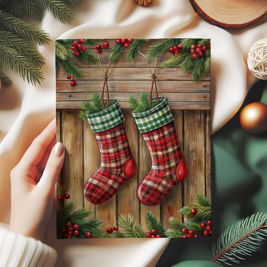 Joyful Christmas stocking tissue paper pine wreath Seidenpapier