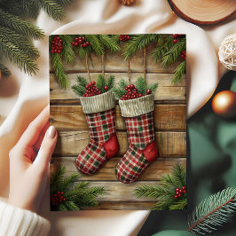 Joyful Christmas stocking tissue paper pine wreath Seidenpapier