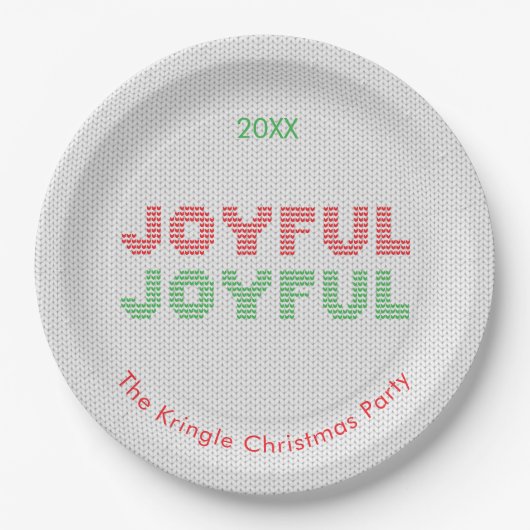 Joyful Christmas Sweater Typografie Pappteller (Vorderseite)