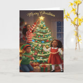 Joyful Christmas Tree Moments – Kids Holiday Card Karte (Gelbe Blume)