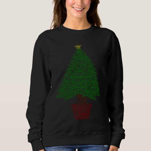 Joyful Christmas Tree Text And Quote Sweatshirt (Vorderseite)