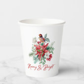 Joyful Christmas Vibe Aquarellfarben Blume, Blätte Pappbecher (Vorderseite)