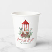 Joyful Christmas Vibe Blume und Lantern Bouquet Pappbecher (Vorderseite)