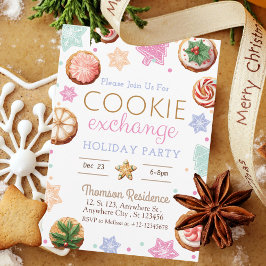Joyful Christmas Watercolor Cookie Exchange Einladung