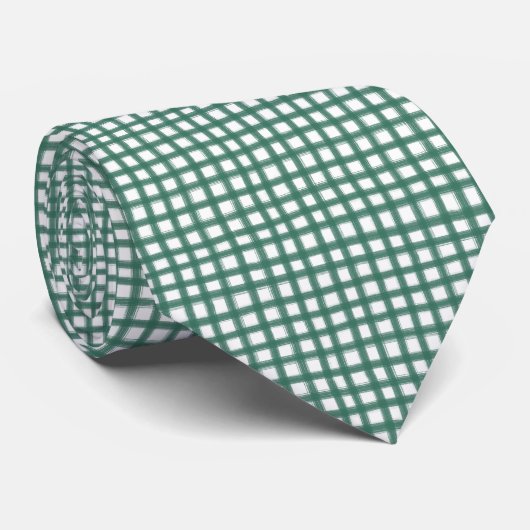 Joyful Classic Green Gingham Kariert Pattern Urlau Krawatte (Gerollt)