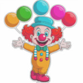 Joyful Clown With Balloons Celebrating Birthday Aufkleber (Vorderseite)