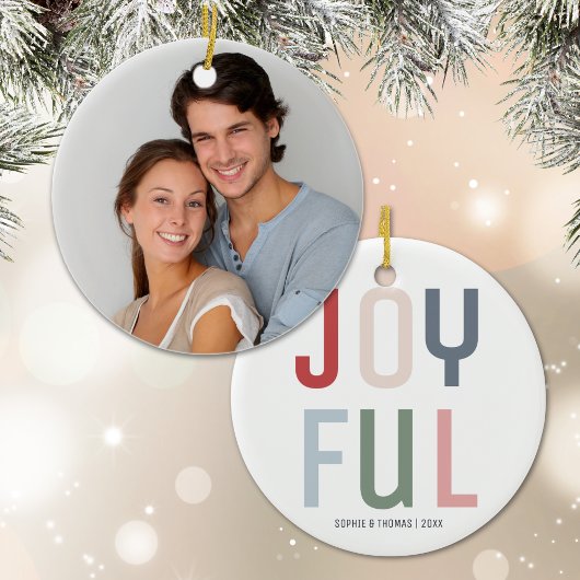 Joyful Couple Foto Weihnachten Keramik Ornament