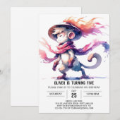 Joyful Custom Monkey Geburtstag Einladung (Vorne/Hinten)