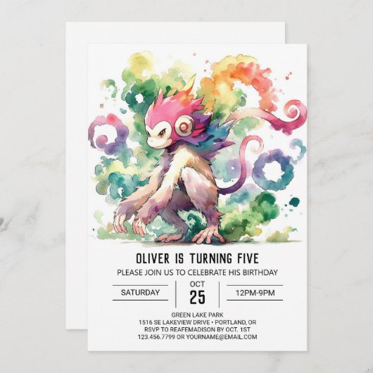 Joyful Custom Monkey Geburtstag Einladung (Vorne/Hinten)