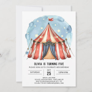 Joyful Custom Watercolor Circus Geburtstag Einladung