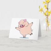 Joyful Dancing Pig Karte (Gelbe Blume)