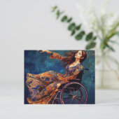 Joyful Dancing Rollstuhl Frau Postkarte (Stehend Vorderseite)