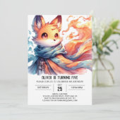 Joyful Digital Fox Geburtstag Einladung (Stehend Vorderseite)