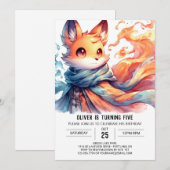 Joyful Digital Fox Geburtstag Einladung (Vorne/Hinten)