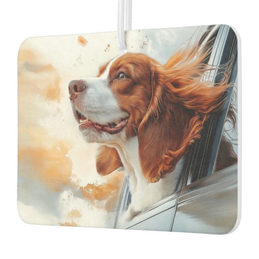 Joyful Dog in Wind Art Print Autolufterfrischer (Links)