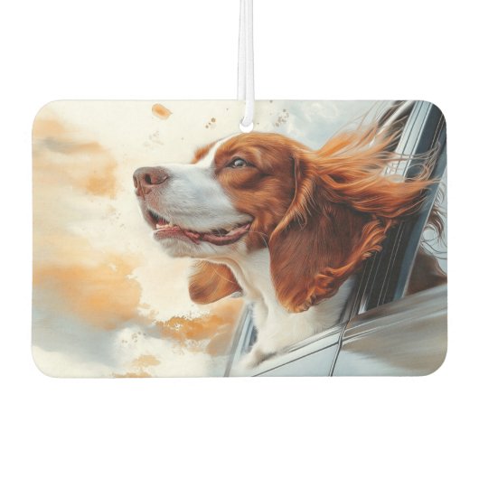Joyful Dog in Wind Art Print Autolufterfrischer (Vorderseite)