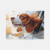 Joyful Dog in Wind Art Print Fleecedecke (Vorderseite (Horizontal))