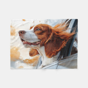Joyful Dog in Wind Art Print Fleecedecke