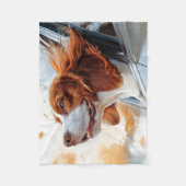 Joyful Dog in Wind Art Print Fleecedecke (Vorderseite)