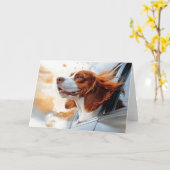 Joyful Dog in Wind Art Print Karte (Gelbe Blume)
